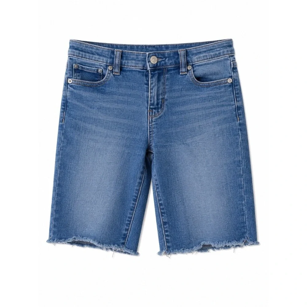 American Eagle Next Level Stretch Low Rise Jean Shorts Blue Cutoff Size 2